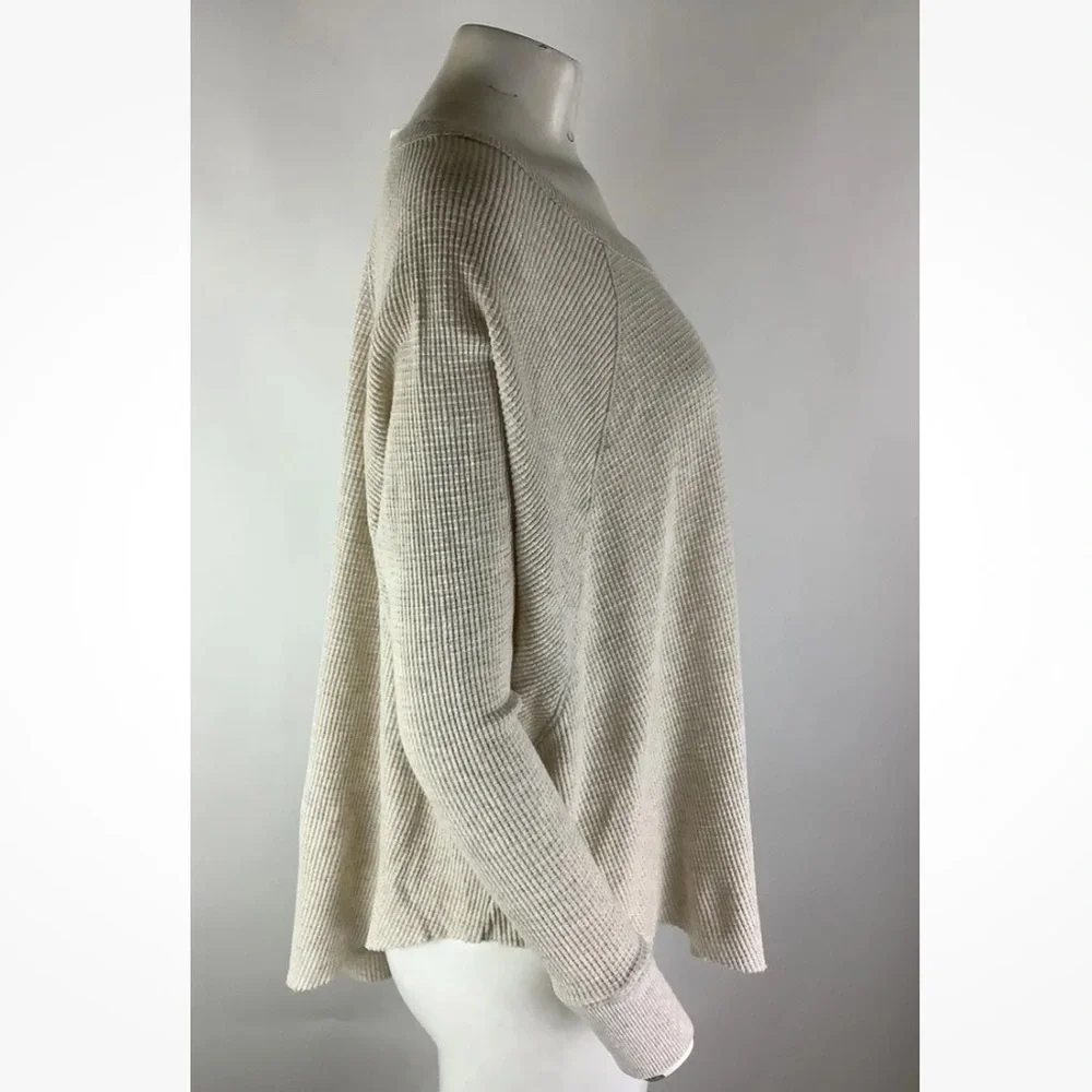 We The Free Sz M Swing Hem Dolman Sleeve Thermal Top Beige Cotton Polyester - Picture 3 of 6